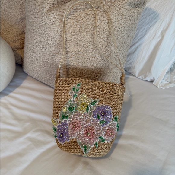 ☀️🌴Timmy Woods Straw Bag with Floral Embroidery - Picture 1 of 7